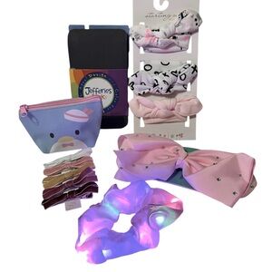 6pc Set Lights Up Hair Tye, Head Bows, Rhinestone Bow Hair Clip Jeffries Tights
